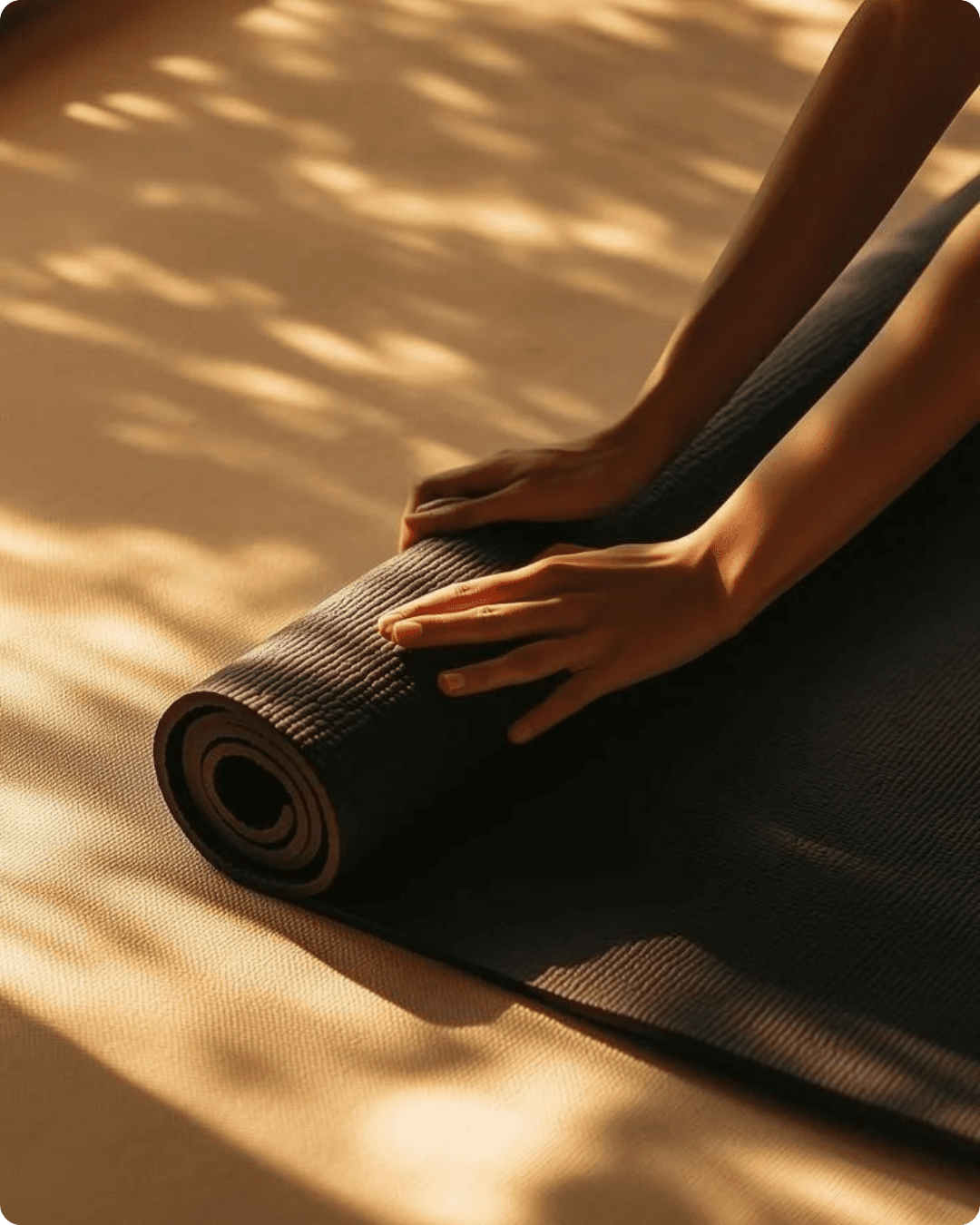 Tapis de yoga dans la lumière